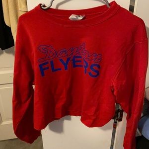Red Cropped Dayton Flyers Sweatshirt